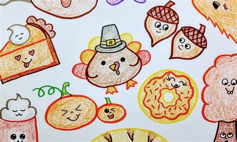 Cute Thanksgiving Drawing: Kawaii Doodles | Small Online Class for Ages ...