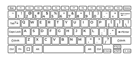 Computer keyboard button layout template with letters for graphic use. Vector illustration ...