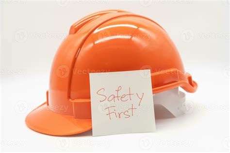 Orange safety hat with message Safety First. hard hat isolated on white background. 30243095 ...