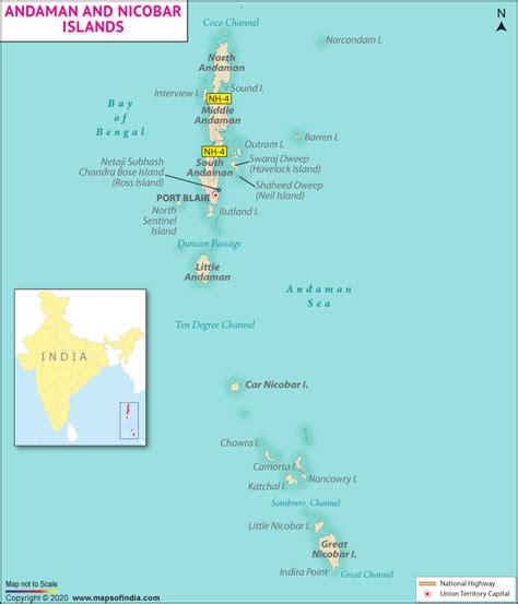 Andaman and Nicobar Islands Map, India