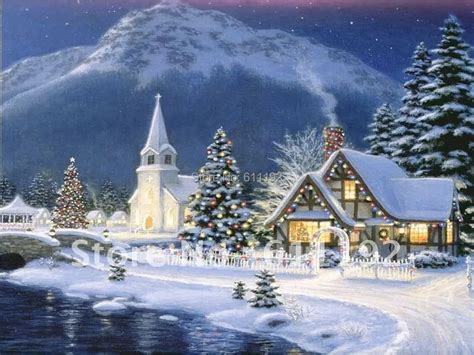 Thomas Kinkade Art Oil Painting painting repro Christmas Village ...