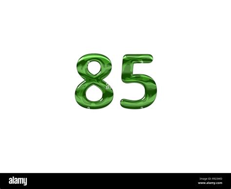 Green Number 85 isolated white background Stock Photo - Alamy