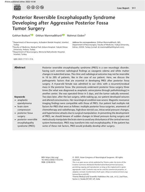 (PDF) Posterior Reversible Encephalopathy Syndrome Developing after ...