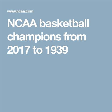 NCAA basketball champions from 2017 to 1939 | Basketball championship ...