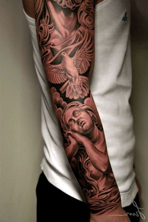 Image result for angel sleeve tattoo | Sleeve tattoos, Bird tattoo ...