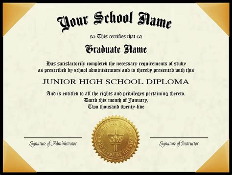 Junior High/Elementary Diploma for Homeschools - Homeschool Diploma