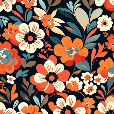 Premium Vector | A colorful floral pattern with orange, white, and ...