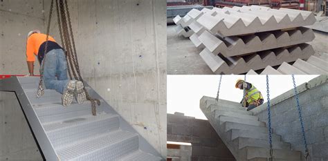 Installation of precast concrete scissor stairs - FantasticEng