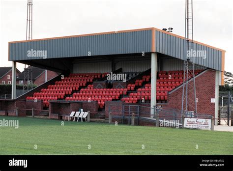 Main stand at Diss Town FC Football Ground, Brewers Green Lane, Diss ...