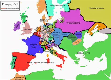 HISTORICAL MAPS: Europe 1648 Map