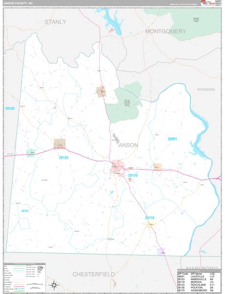 Anson County, NC Wall Map Premium Style by MarketMAPS - MapSales