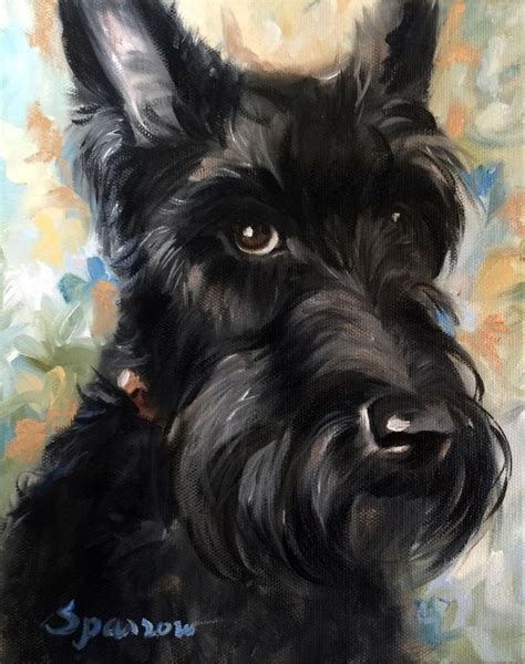 SPARROW Scottish Terrier Scottie dog art painting | Scottish terrier puppy, Scottie dog ...