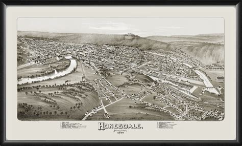 Honesdale PA 1890 Restored Map | Vintage City Maps