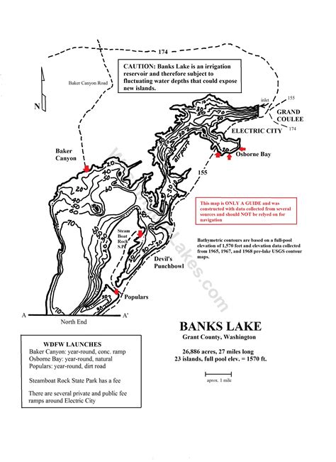 Banks Lake Maps and Photos | Lake map, Map, Lake