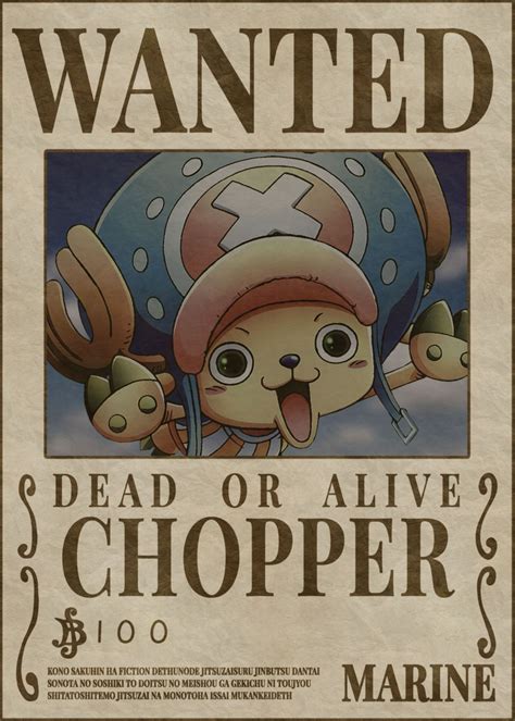 'Chopper Wanted Poster' Poster by Melvina Poole | Displate | One piece ...