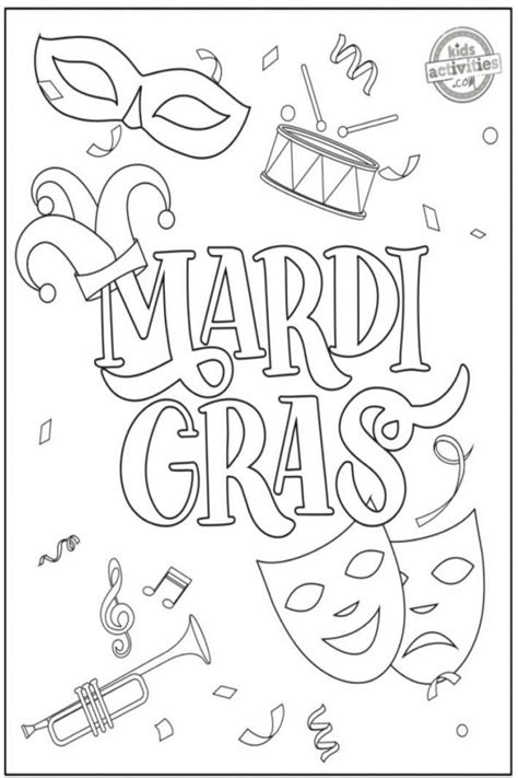 Printable Mardi Gras Coloring Pages - Printable Templates