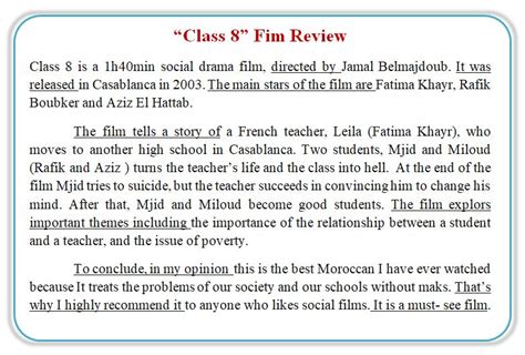 writing film review class 8