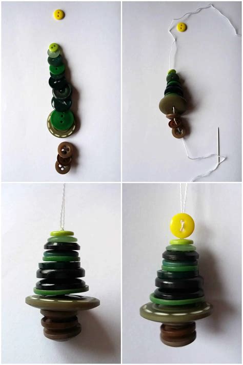 How To Make Button Christmas Tree Decorations - Birch And Button