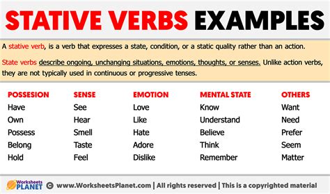 Stative Verbs Examples