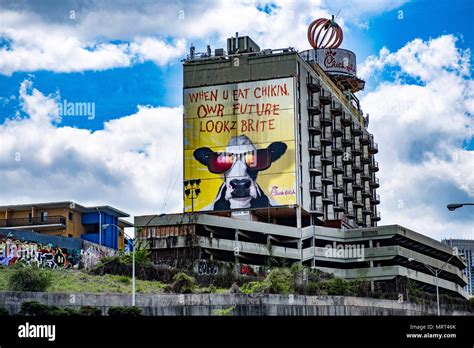 Chick-fil-A Cows Billboard in downtown Atlanta. [Fuji X-E3, 18-55mm ...