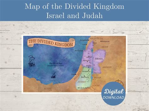 Biblical Map of Israel and Judah, the Divided Kingdom, Northern and ...