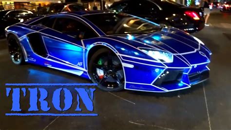 TRON Look on Lamborghini Aventador Blue Chrome ! - YouTube