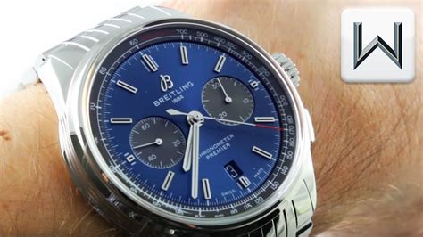 2018 Breitling Premier B01 Chronograph 42 BLUE DIAL AB0118A61C1A1 Luxury Watch Review - YouTube