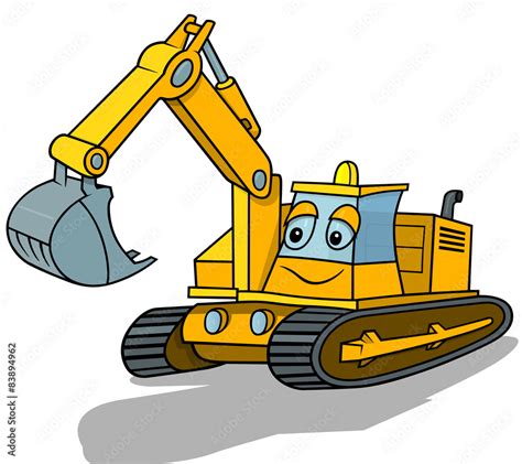 Smiling Excavator - Cartoon Illustration, Vector vector de Stock | Adobe Stock