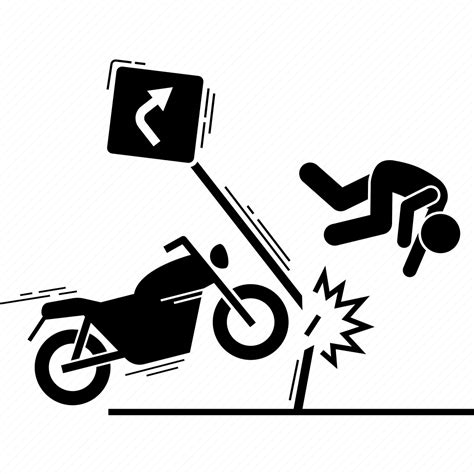 Accident, crash, hit, motorbike, motorcycle, road sign icon - Download ...