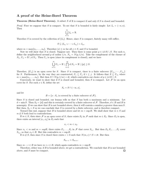 A proof of the Heine-Borel Theorem