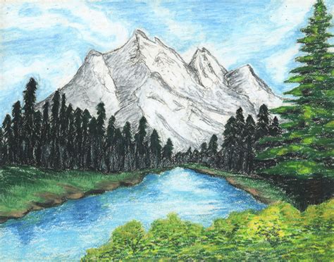 2014 oil pastel by sophomore Alyssa K. - Mountain Scene | Oil pastel landscape, Pastel landscape ...