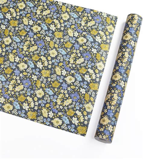 GLOW4U Self Adhesive Blue Vintage Floral Pattern Contact Paper Shelf Liner for Cabinets Shelves ...