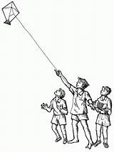 Printable Coloring Pages Kids Flying Kites sketch template
