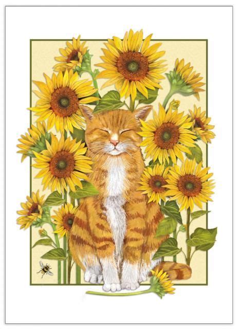 Cat & Sunflowers | Sunflower drawing, Sunflower painting, Sunflower art