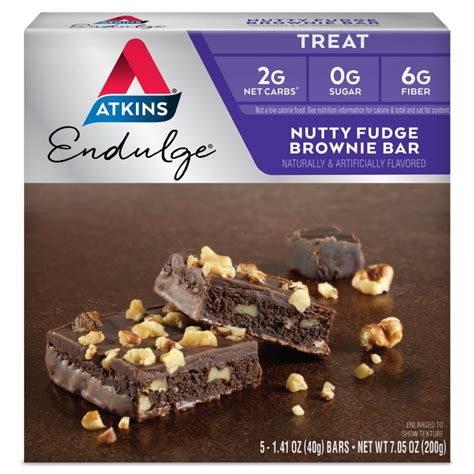 Atkins Endulge Nutty Fudge Brownie Bar Treats | Low-Sugar Desserts ...