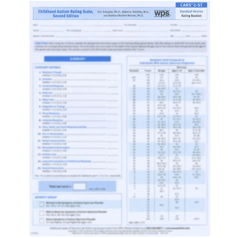 cars autism scale chart Cars-2 template (childhood autism rating scale ...