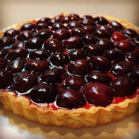 Fresh Cherry Tart Recipe - homemade cherry syrup - EmilyFabulous