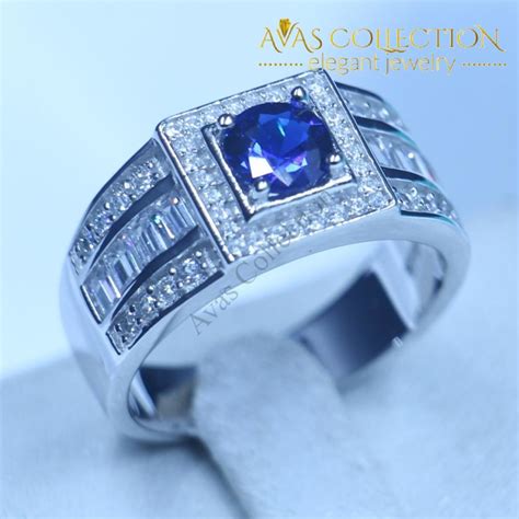 Blue Stone Wedding Band 1ct – Avas Collection