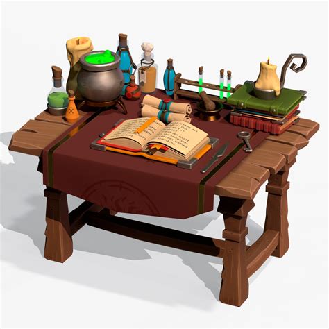 Stylized Alchemy Table Low Poly Game Ready PBR Model - TurboSquid 2011275