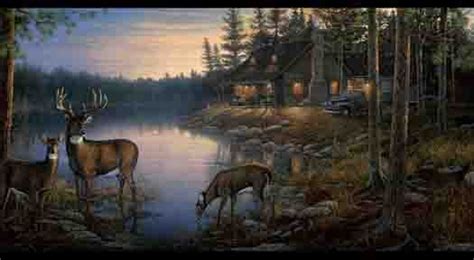 Wallpaper Deer and Cabin - WallpaperSafari