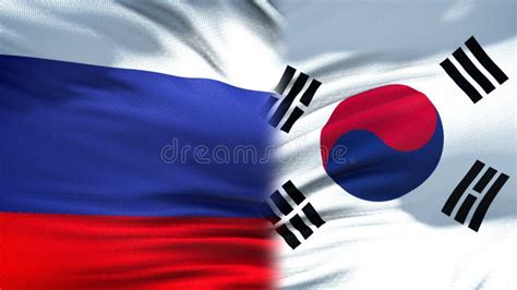 Russia And South Korea Flags Background, Diplomatic And Economic ...