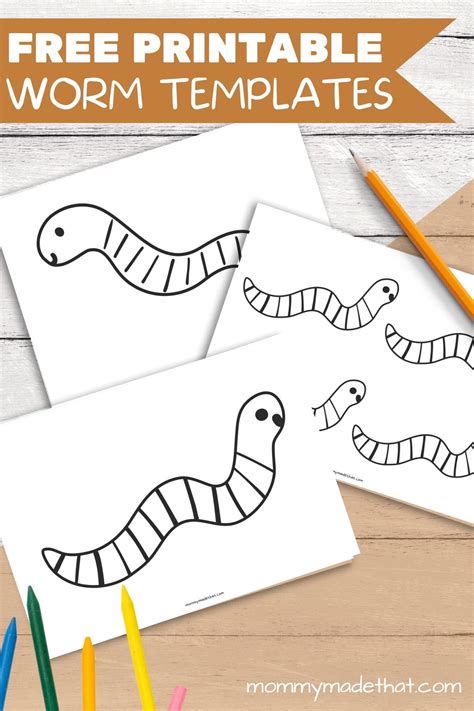 Super Cute Free Worm Templates and Outline Printables