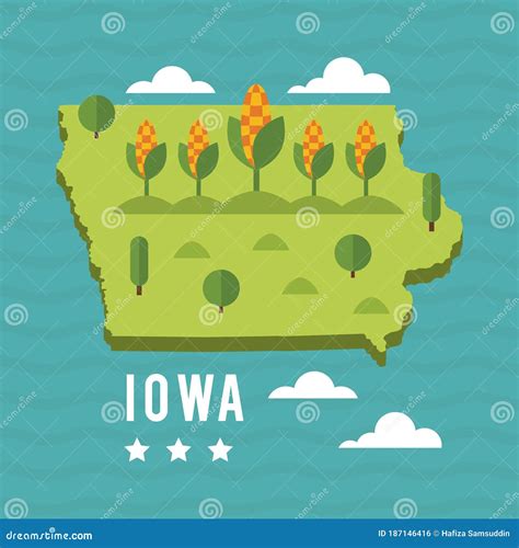 Map of Iowa State. Vector Illustration Decorative Design Stock Vector ...