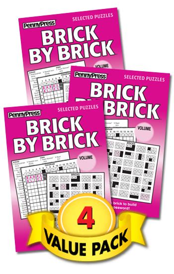 Brick by Brick Value Pack-4 - Penny Dell Puzzles