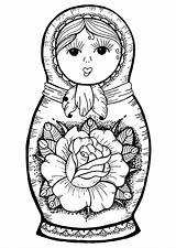 Russian doll With Big Flower In The Middle  Coloring Pages sketch template
