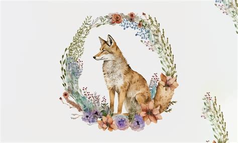 Coyote Floral Watercolor Graphic by Poster Boutique · Creative Fabrica