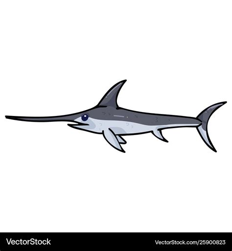 Cute ocean swordfish cartoon Royalty Free Vector Image