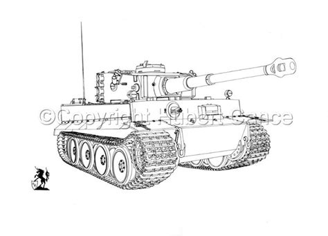 Drawing : "Tiger I (B&W) #1.1" (Original art by Hubert Cance) | Tank drawing, Army drawing ...