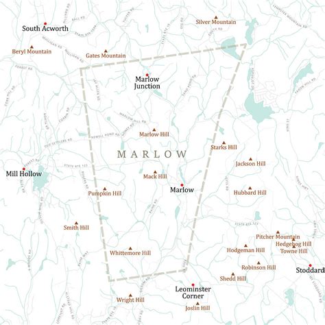 NH Cheshire Marlow Vector Road Map Digital Art by Frank Ramspott - Pixels