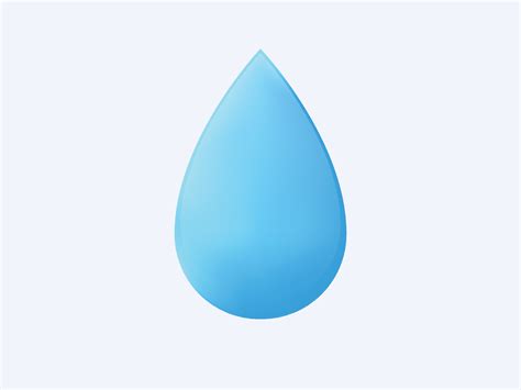 3d water drop isolated. Pure blue liquid teardrop shape transparent freshness close up geometric ...